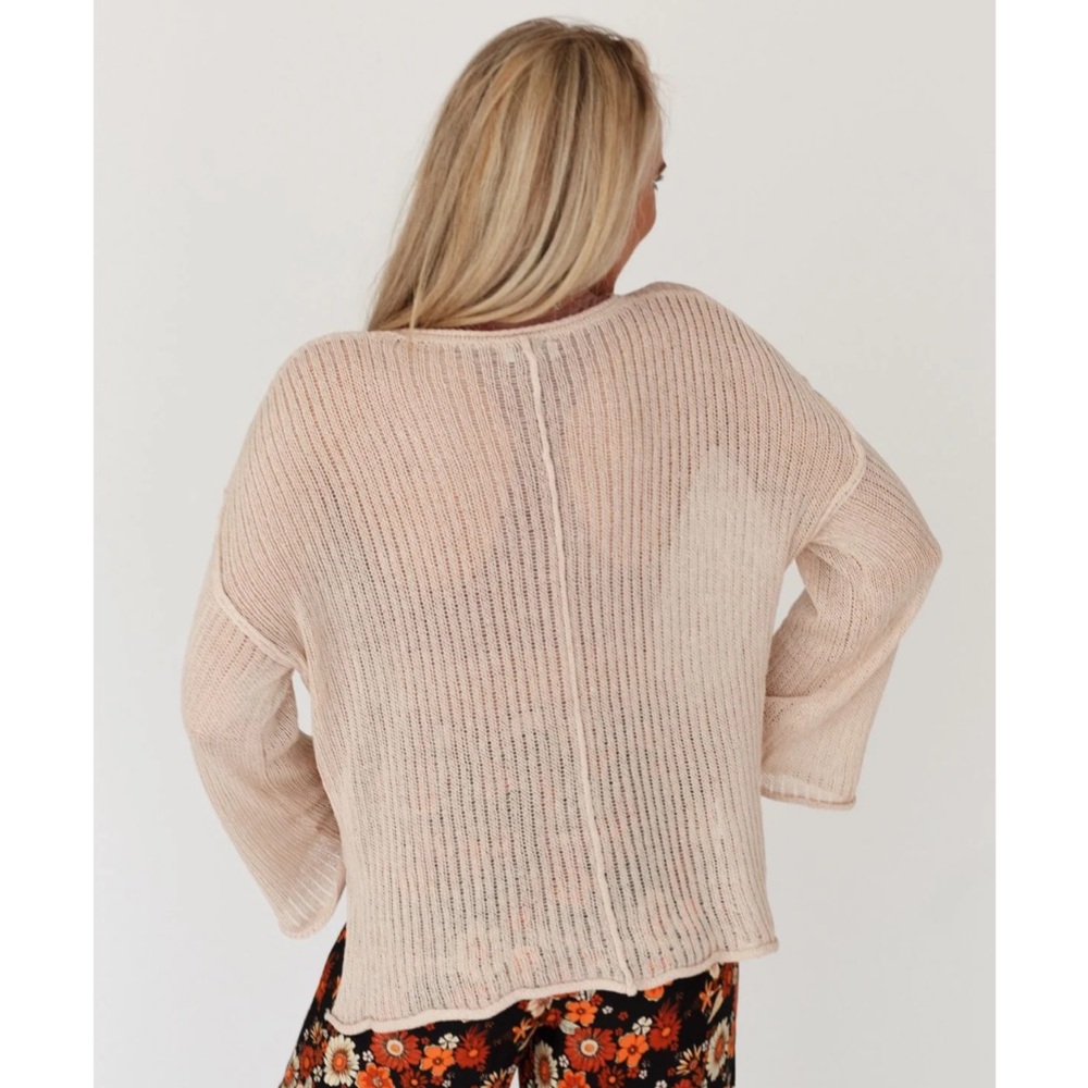DONATED Golden Rays Drop Shoulder Top - Beige - Picture 6 of 8
